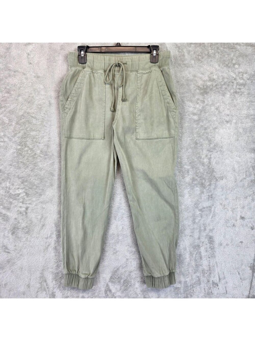 Bella Dahl Jogger Pants Womens S Green Tencel Twill Cuffed Elastic Waist Relaxed